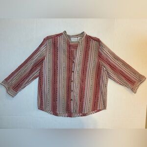 Alfred Dunner vertical stripped v-neck button down lightweight blouse Petite 16